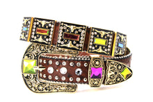 Load image into Gallery viewer, Rhinestone Belt - #505 Rhinestone Buckle w Double Longhorn