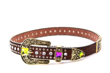 Load image into Gallery viewer, Rhinestone Belt - #505 Rhinestone Buckle w Double Longhorn