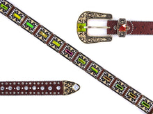 Load image into Gallery viewer, Rhinestone Belt - #505 Rhinestone Buckle w Double Longhorn
