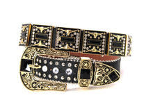 Load image into Gallery viewer, Rhinestone Belt - #505 Rhinestone Buckle w Double Longhorn