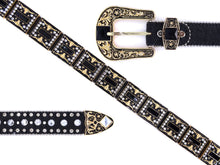 Load image into Gallery viewer, Rhinestone Belt - #505 Rhinestone Buckle w Double Longhorn