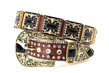 Load image into Gallery viewer, Rhinestone Belt - #505 Rhinestone Buckle w Double Longhorn