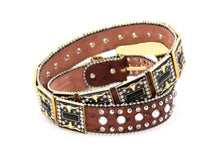Load image into Gallery viewer, Rhinestone Belt - #505 Rhinestone Buckle w Double Longhorn