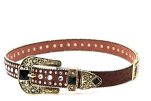 Load image into Gallery viewer, Rhinestone Belt - #505 Rhinestone Buckle w Double Longhorn
