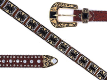 Load image into Gallery viewer, Rhinestone Belt - #505 Rhinestone Buckle w Double Longhorn