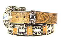 Cargar imagen en el visor de la galería, Rhinestone Belt- #507 Rhinestone Buckle w Longhorn Rhinestones & Studs