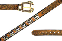 Cargar imagen en el visor de la galería, Rhinestone Belt- #507 Rhinestone Buckle w Longhorn Rhinestones & Studs