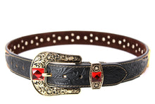 Cargar imagen en el visor de la galería, Rhinestone Belt- #507 Rhinestone Buckle w Longhorn Rhinestones & Studs