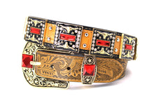 Cargar imagen en el visor de la galería, Rhinestone Belt- #507 Rhinestone Buckle w Longhorn Rhinestones & Studs