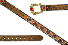 Cargar imagen en el visor de la galería, Rhinestone Belt- #507 Rhinestone Buckle w Longhorn Rhinestones & Studs