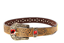 Cargar imagen en el visor de la galería, Rhinestone Belt- #507 Rhinestone Buckle w Longhorn Rhinestones & Studs