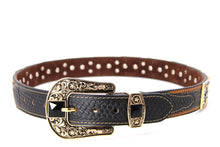 Cargar imagen en el visor de la galería, Rhinestone Belt- #507 Rhinestone Buckle w Longhorn Rhinestones & Studs