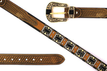 Cargar imagen en el visor de la galería, Rhinestone Belt- #507 Rhinestone Buckle w Longhorn Rhinestones & Studs
