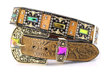 Cargar imagen en el visor de la galería, Rhinestone Belt- #507 Rhinestone Buckle w Longhorn Rhinestones & Studs