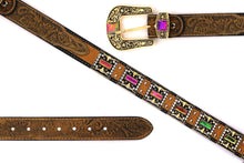 Cargar imagen en el visor de la galería, Rhinestone Belt- #507 Rhinestone Buckle w Longhorn Rhinestones & Studs