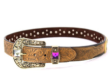 Cargar imagen en el visor de la galería, Rhinestone Belt- #507 Rhinestone Buckle w Longhorn Rhinestones & Studs