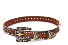 Cargar imagen en el visor de la galería, Rhinestone Belt- #556 Longhorn Buckle Longhorn Concho Rhinestone