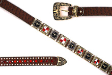 Cargar imagen en el visor de la galería, Rhinestone Belt- #556 Longhorn Buckle Longhorn Concho Rhinestone