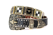 Cargar imagen en el visor de la galería, Rhinestone Belt- #556 Longhorn Buckle Longhorn Concho Rhinestone