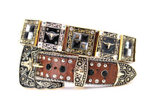 Cargar imagen en el visor de la galería, Rhinestone Belt- #556 Longhorn Buckle Longhorn Concho Rhinestone