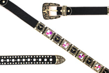 Cargar imagen en el visor de la galería, Rhinestone Belt- #556 Longhorn Buckle Longhorn Concho Rhinestone