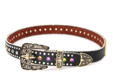 Cargar imagen en el visor de la galería, Rhinestone Belt- #556 Longhorn Buckle Longhorn Concho Rhinestone