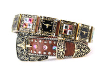 Cargar imagen en el visor de la galería, Rhinestone Belt- #556 Longhorn Buckle Longhorn Concho Rhinestone