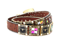 Cargar imagen en el visor de la galería, Rhinestone Belt- #556 Longhorn Buckle Longhorn Concho Rhinestone