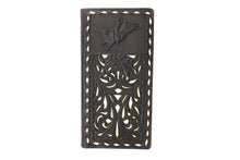 Load image into Gallery viewer, Long Wallet- #686 Hollow Out Design BK BR Off White Turquoise Wallet