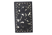 Cargar imagen en el visor de la galería, Long Wallet- #689 Hollow Out BK BR Off White Turquoise Accent