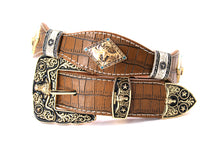 Load image into Gallery viewer, Concho Belt- #8002A-E Concho with Blue Stone