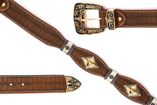 Load image into Gallery viewer, Concho Belt- #8002A-E Concho with Blue Stone