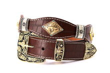 Load image into Gallery viewer, Concho Belt- #8002A-E Concho with Blue Stone