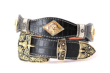 Load image into Gallery viewer, Concho Belt- #8002A-E Concho with Blue Stone