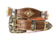 Load image into Gallery viewer, Concho Belt- #8002A-E Concho with Blue Stone