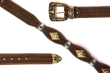 Load image into Gallery viewer, Concho Belt- #8002A-E Concho with Blue Stone