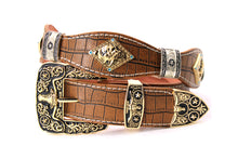 Load image into Gallery viewer, Concho Belt- #8002A-E Concho with Blue Stone