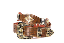 Load image into Gallery viewer, Concho Belt- #8002A-E Concho with Blue Stone