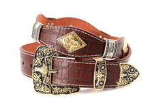 Load image into Gallery viewer, Concho Belt- #8002A-E Concho with Blue Stone