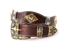 Load image into Gallery viewer, Concho Belt- #8002A-E Concho with Blue Stone