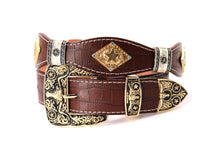 Load image into Gallery viewer, Concho Belt- #8002A-E Concho with Blue Stone
