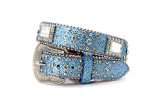 Load image into Gallery viewer, Kid Belt- #801&8012 Blue Pink Glisten Bling Flashy Rhombic Diamond