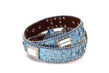 Load image into Gallery viewer, Kid Belt- #801&8012 Blue Pink Glisten Bling Flashy Rhombic Diamond