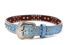 Load image into Gallery viewer, Kid Belt- #801&8012 Blue Pink Glisten Bling Flashy Rhombic Diamond
