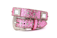 Load image into Gallery viewer, Kid Belt- #801&8012 Blue Pink Glisten Bling Flashy Rhombic Diamond