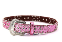 Load image into Gallery viewer, Kid Belt- #801&8012 Blue Pink Glisten Bling Flashy Rhombic Diamond