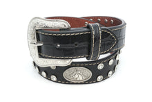 Load image into Gallery viewer, Kid Belt- #8013 Crocodile Silver Gray Concho Belt