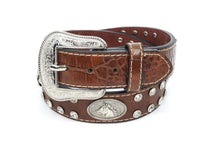 Load image into Gallery viewer, Kid Belt- #8013 Crocodile Silver Gray Concho Belt