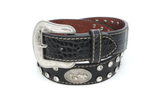 Load image into Gallery viewer, Kid Belt- #8013 Crocodile Silver Gray Concho Belt