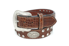 Load image into Gallery viewer, Kid Belt- #8013 Crocodile Silver Gray Concho Belt